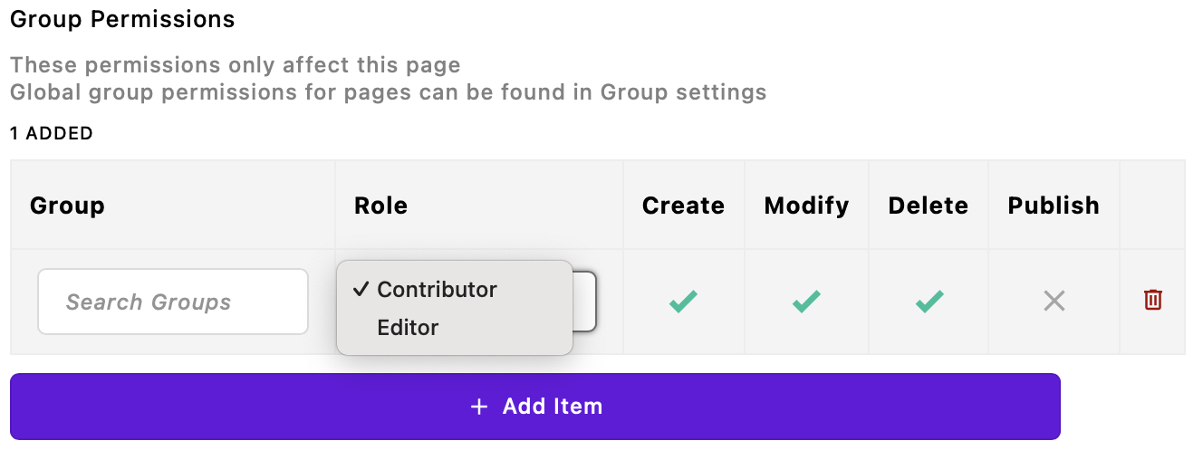 Adding group permissions