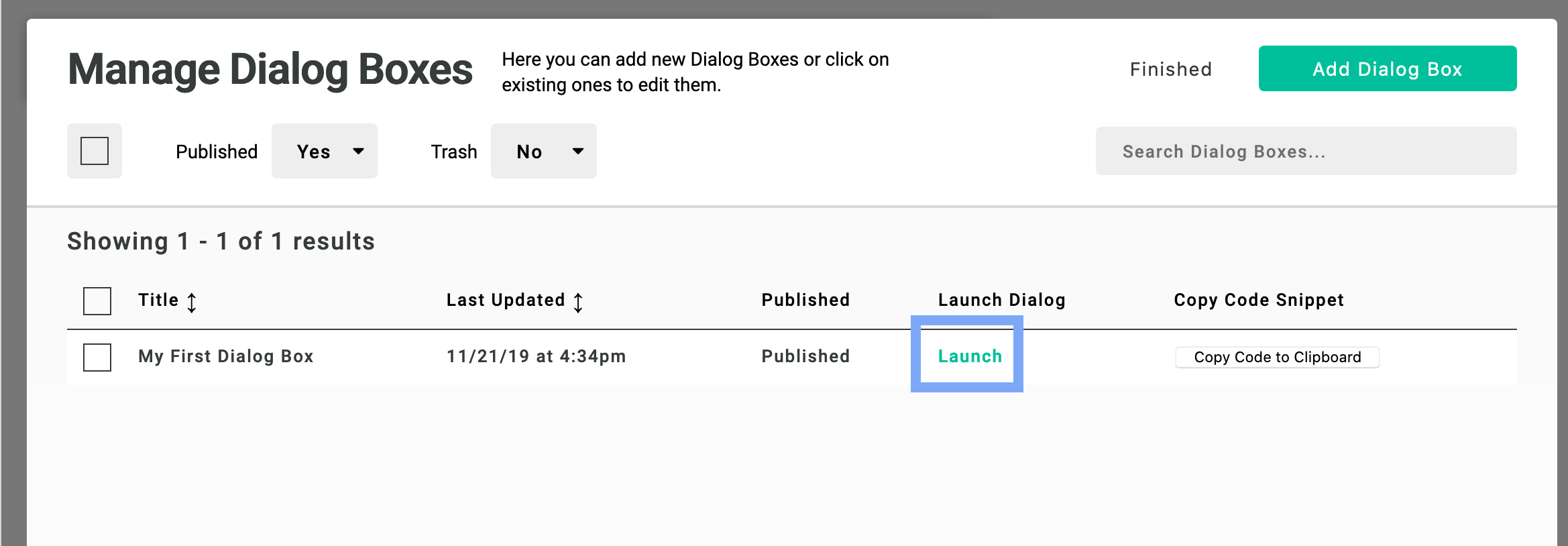 Launch the dialog