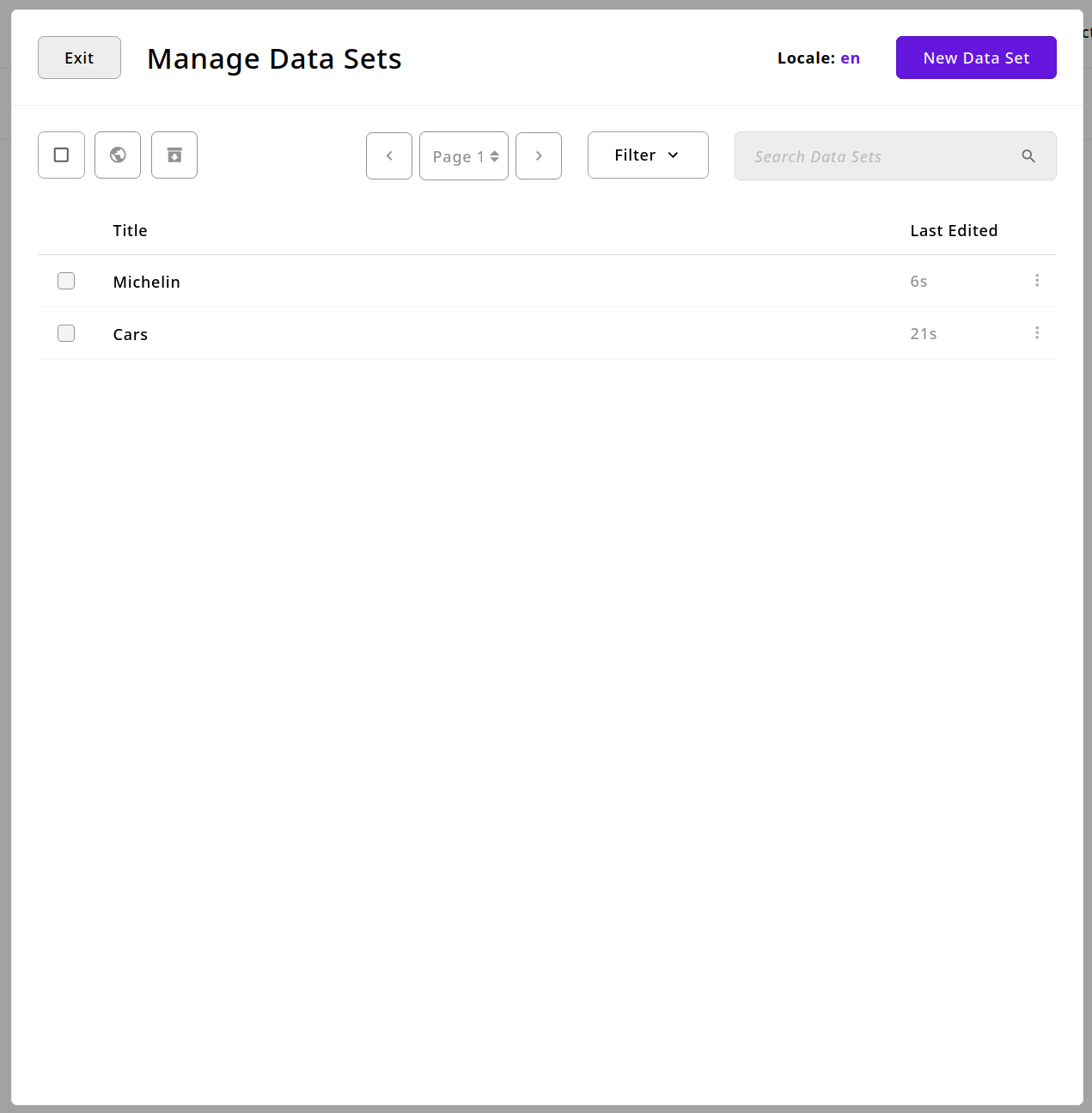 Data Set Manager Modal