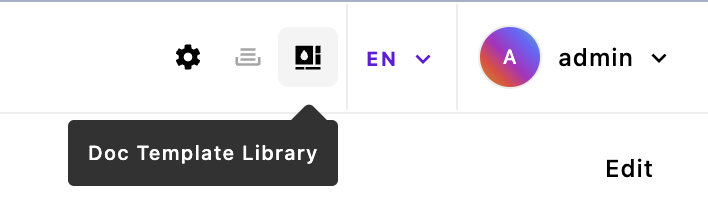 Screenshot of the admin bar template library button.
