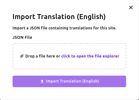 The import modal