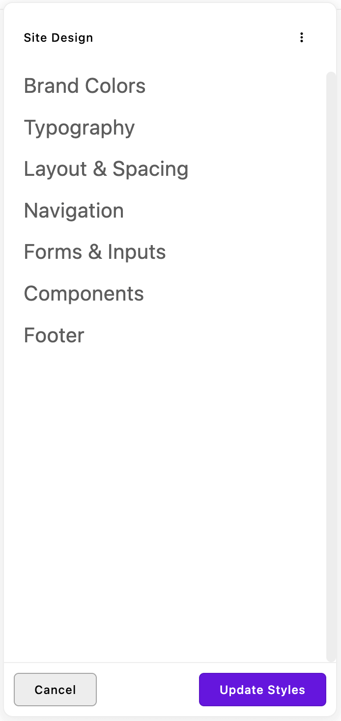 Palette interface