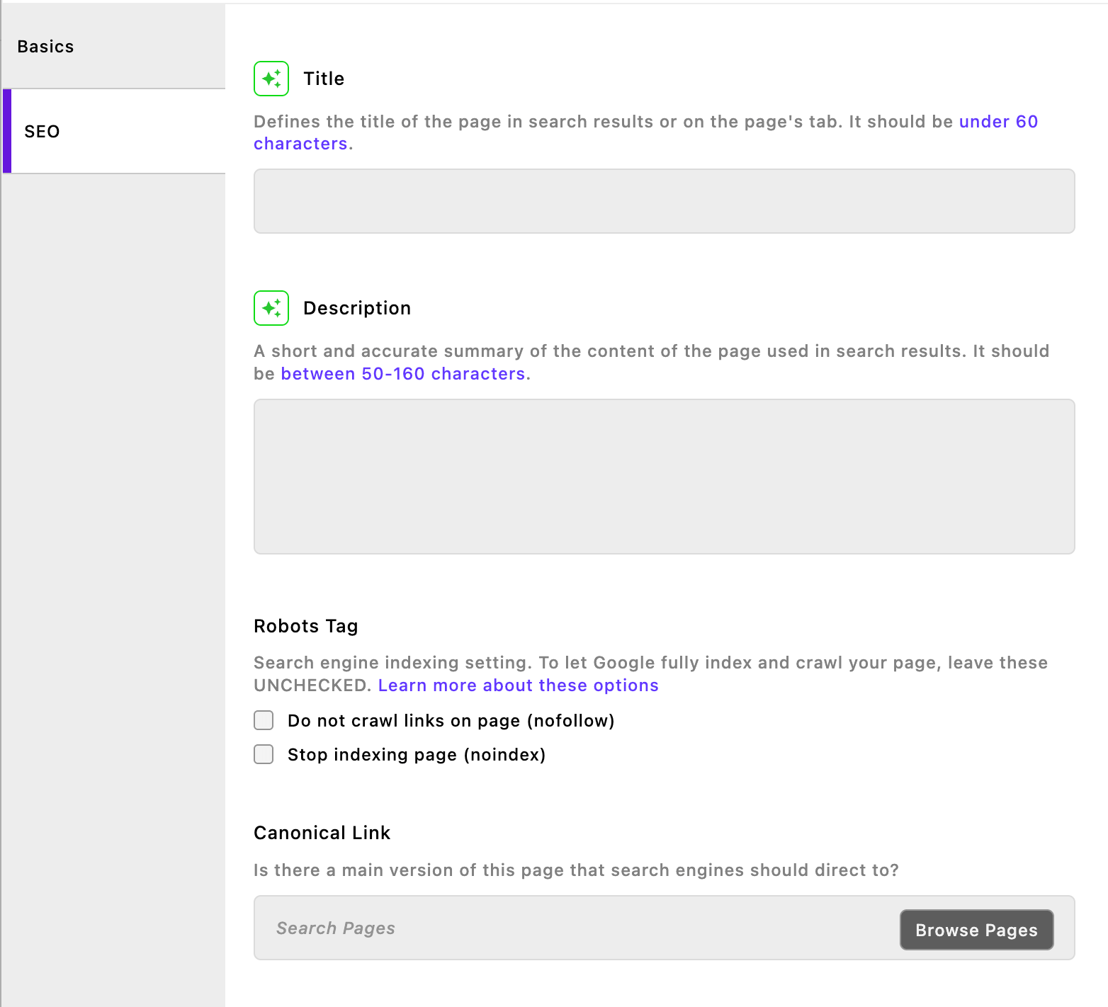The module adds an SEO tab to your editing modals